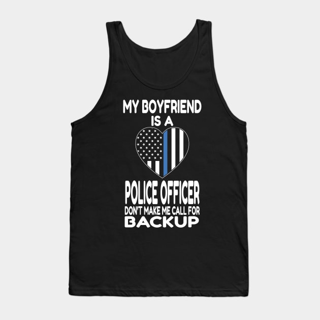 My Boyfriend Is A Police Officer - Thin Blue Line Heart print Tank Top by KnMproducts